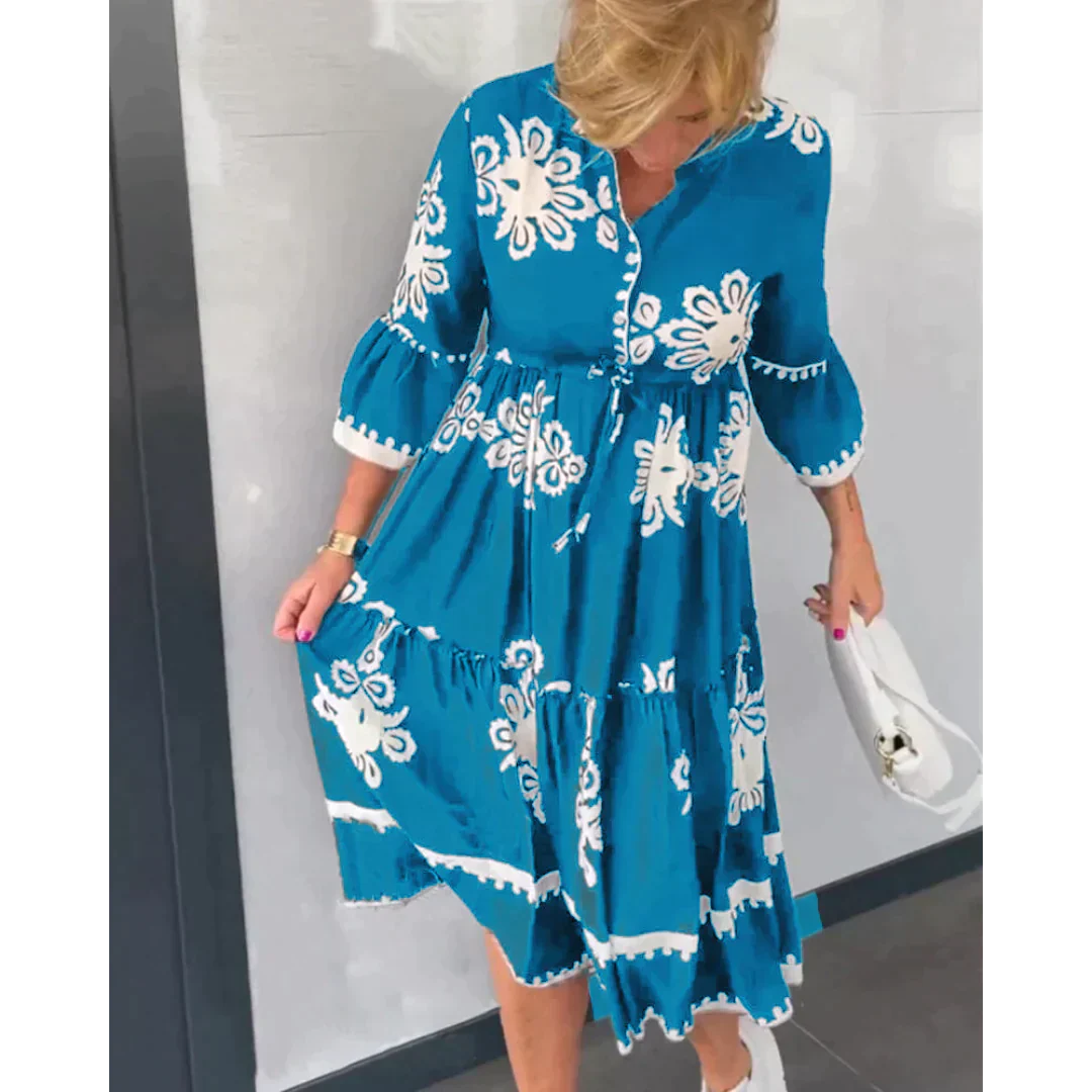 Geblümtes kleid mit 3/4 Ärmeln