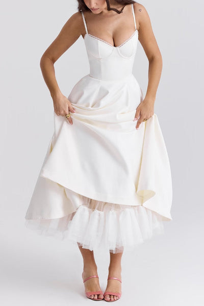 Lorraine® | Trägerloses, ärmelloses Tutu-Maxikleid mit V-Ausschnitt