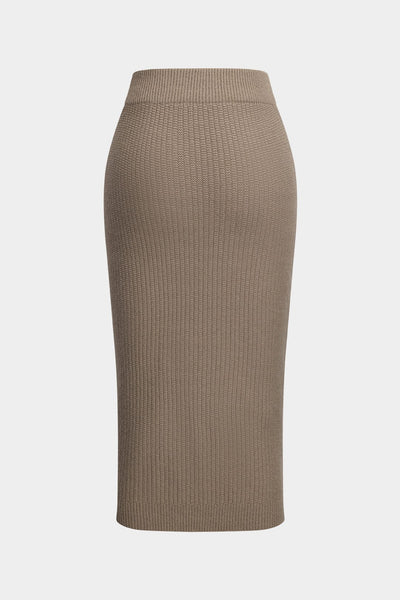 Christin | Stilvolles Strick-Dreiteiler-Set mit Cardigan, Crop-Top & Bleistiftrock