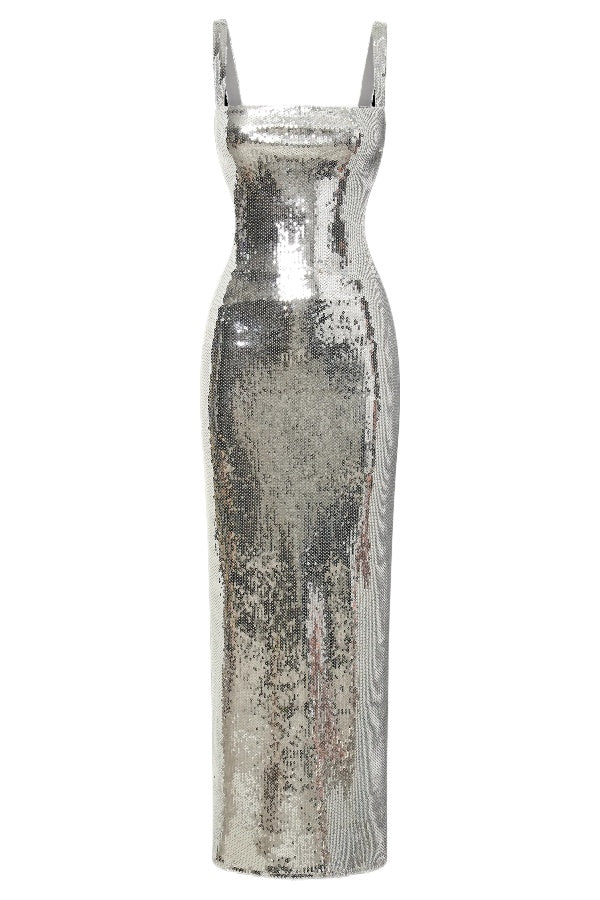 Lucia® | Schlankes, rückenfreies Maxikleid mit quadratischem Ausschnitt und Neckholder