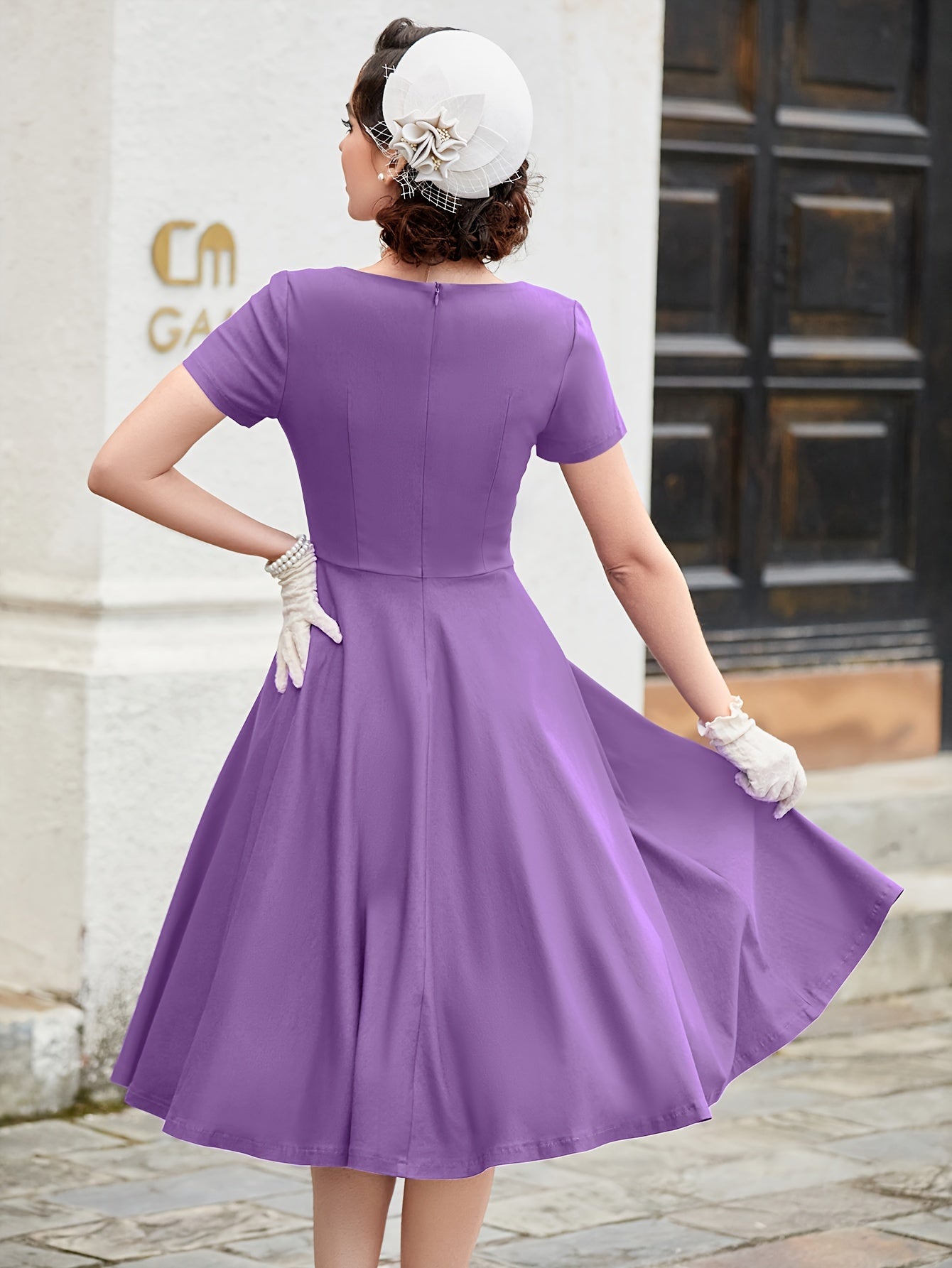 Weißes vintage-kleid midi - greta