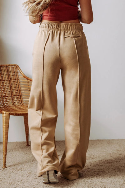 Jane® | Rauchgraue Hose mit freiliegender Naht und Kordelzug, hoher Taille und weitem Bein