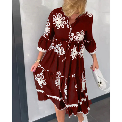 Geblümtes kleid mit 3/4 Ärmeln