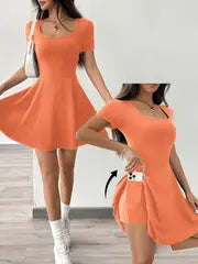 Esther -  Braunes gestricktes kurzes Freizeitkleid