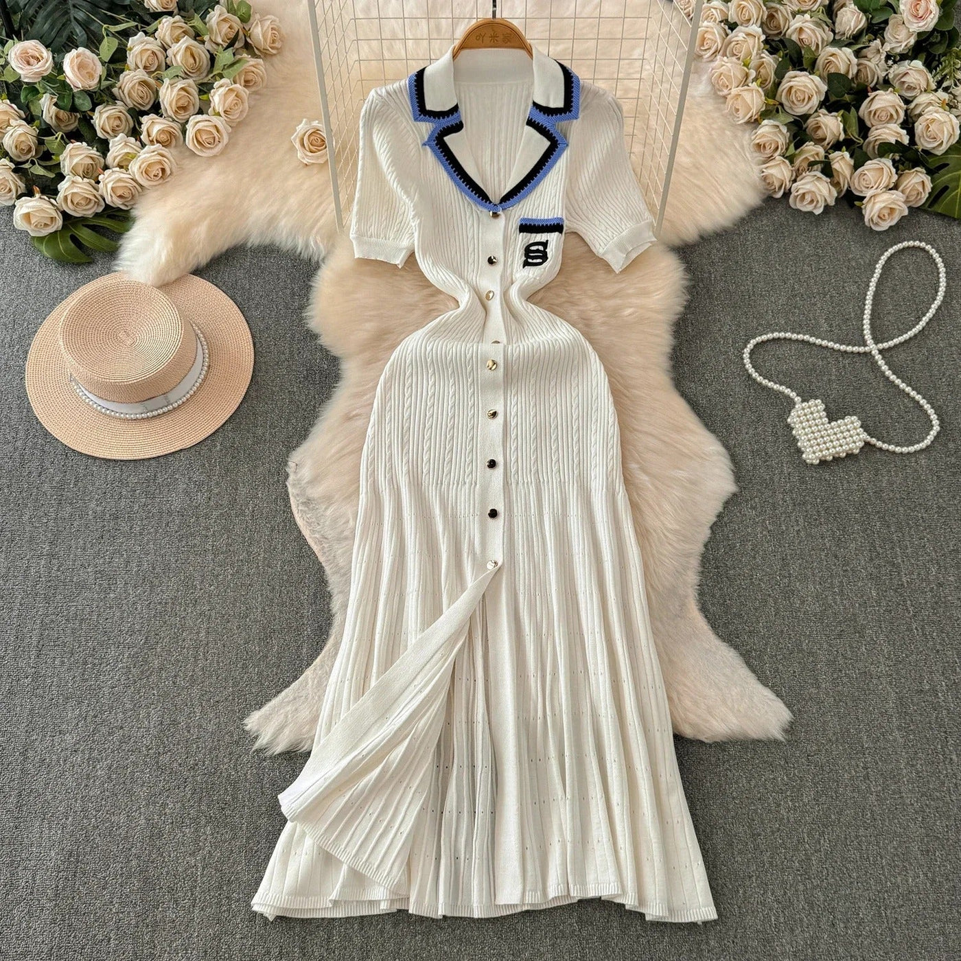 Langes strickkleid für frauen