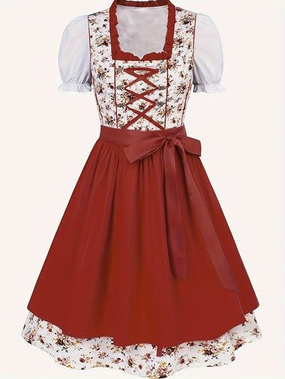 Damen Stilvolle Rot Oktoberfest Dirndl Kleid