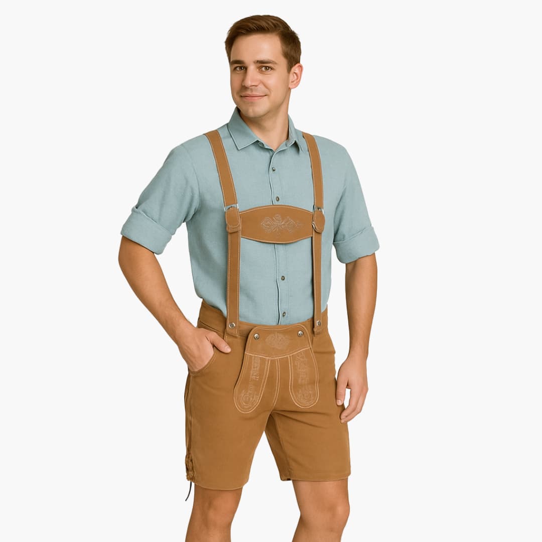 Helle Lederhose mit Hemd für Herren - Oktoberfest 2025