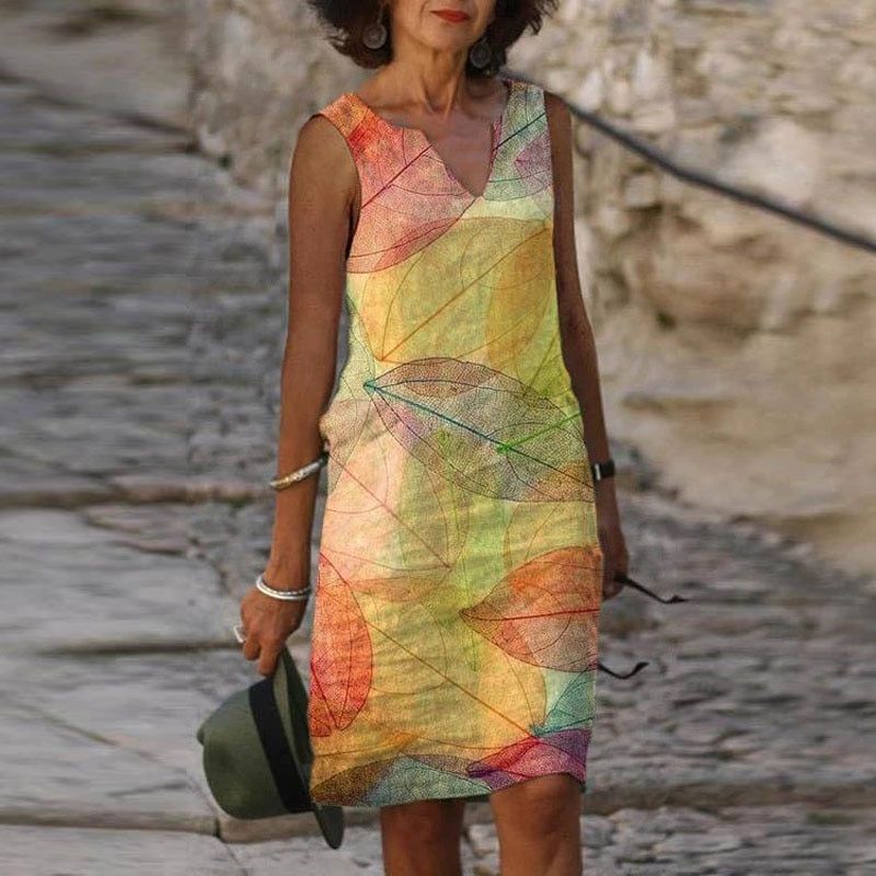 Damen ärmelloses Mini-Kleid mit V-Ausschnitt für den Sommer