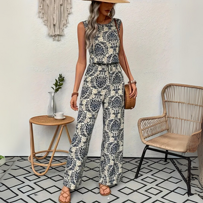 Gemusterter Ärmelloser Jumpsuit Für Damen