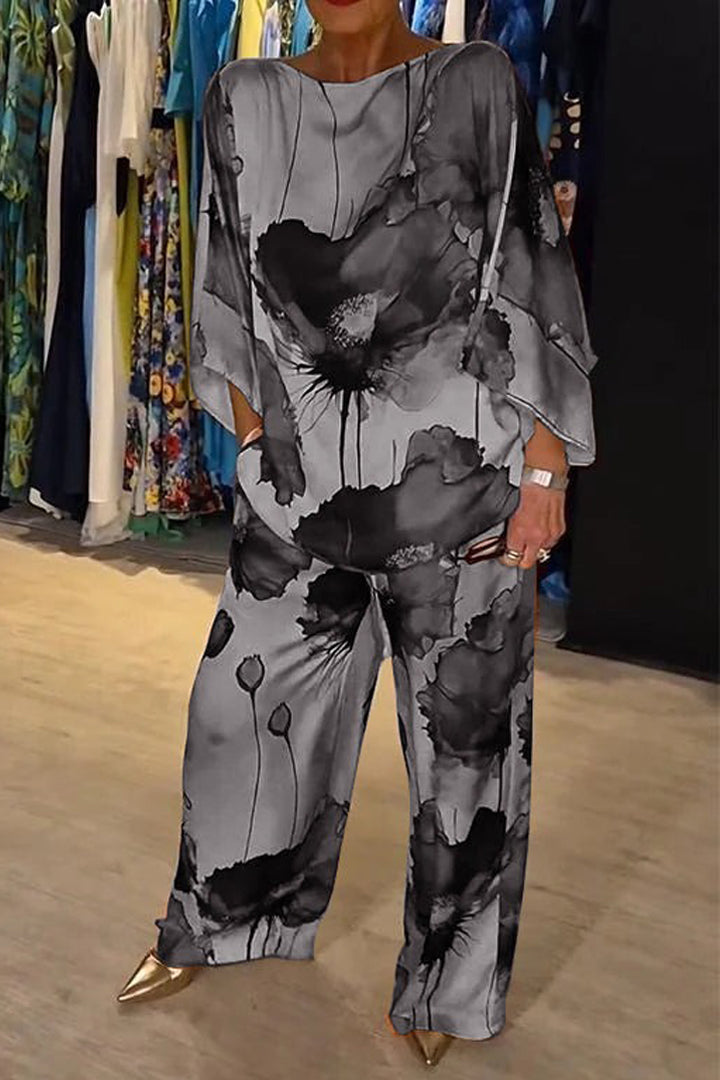 Damen-set aus satin-oberteil und hose