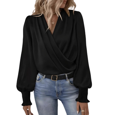 Drapierte Langarmbluse für Damen