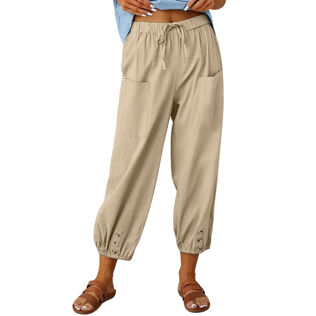 Lockere Hose mit Knopfdetails für Damen