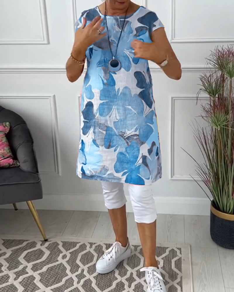 Langes buntes lässiges blumentop für frauen