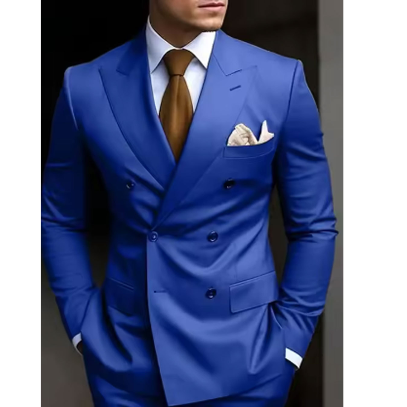 Zweireihiger Herren mit Sechs Knöpfen Hochzeitsgast Anzug | Elegant
