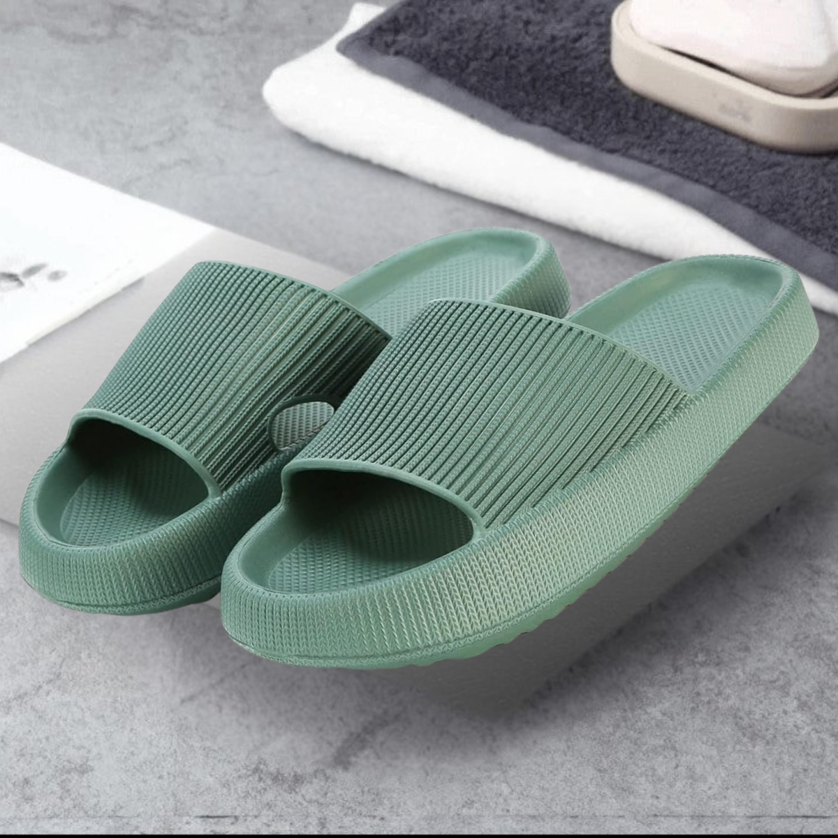 Gerippte Plateausandalen Offene Zehen Für Damen