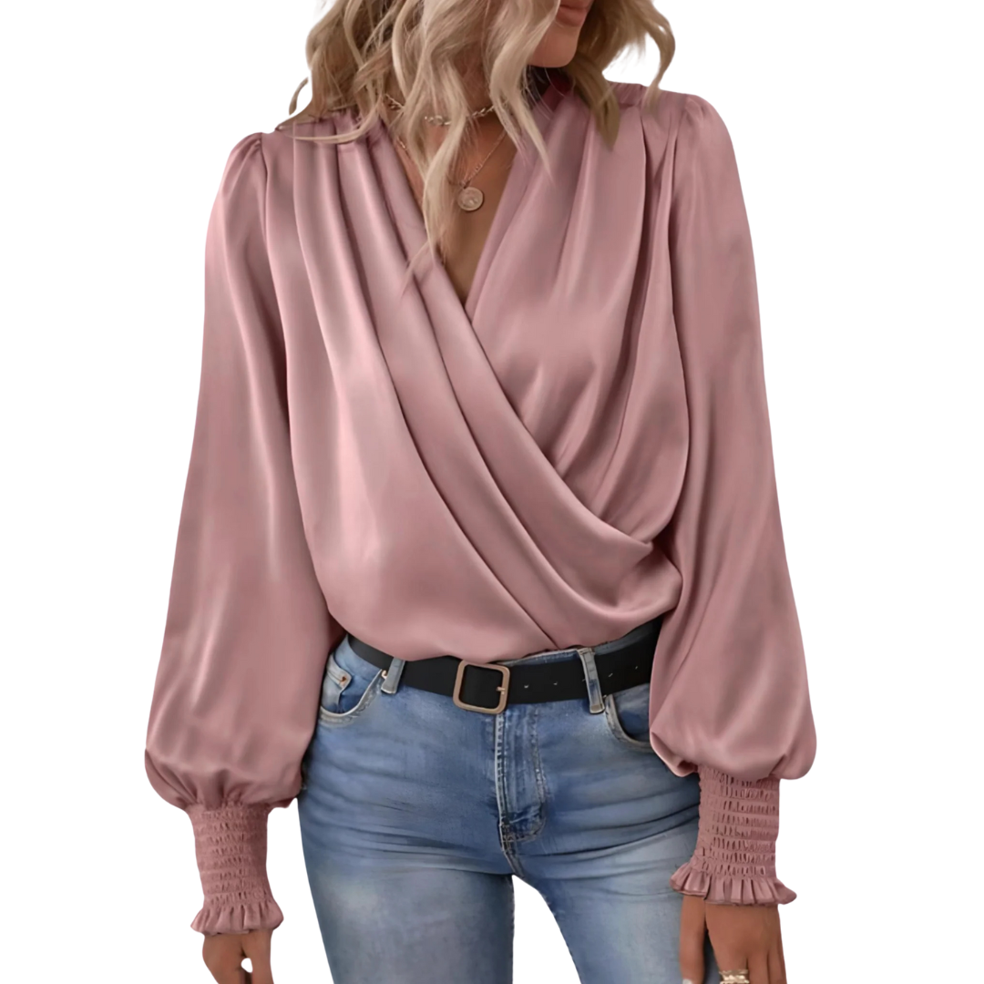 Drapierte Langarmbluse für Damen