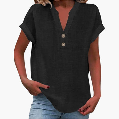 Damen Bluse mit V-Ausschnitt und kurzen Ärmeln
