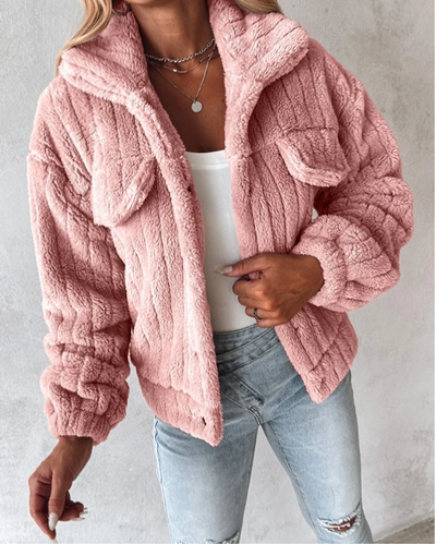 Teddy Damen Jacke Kurz | Kuschelig Stylisch