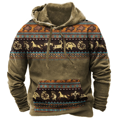 Herren Lässiger Vintage Inspirierter Kapuzenpulli | Boho Print