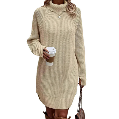 Strickkleid Mit Rollkragen Und Langen Ärmeln Für Damen | Mini