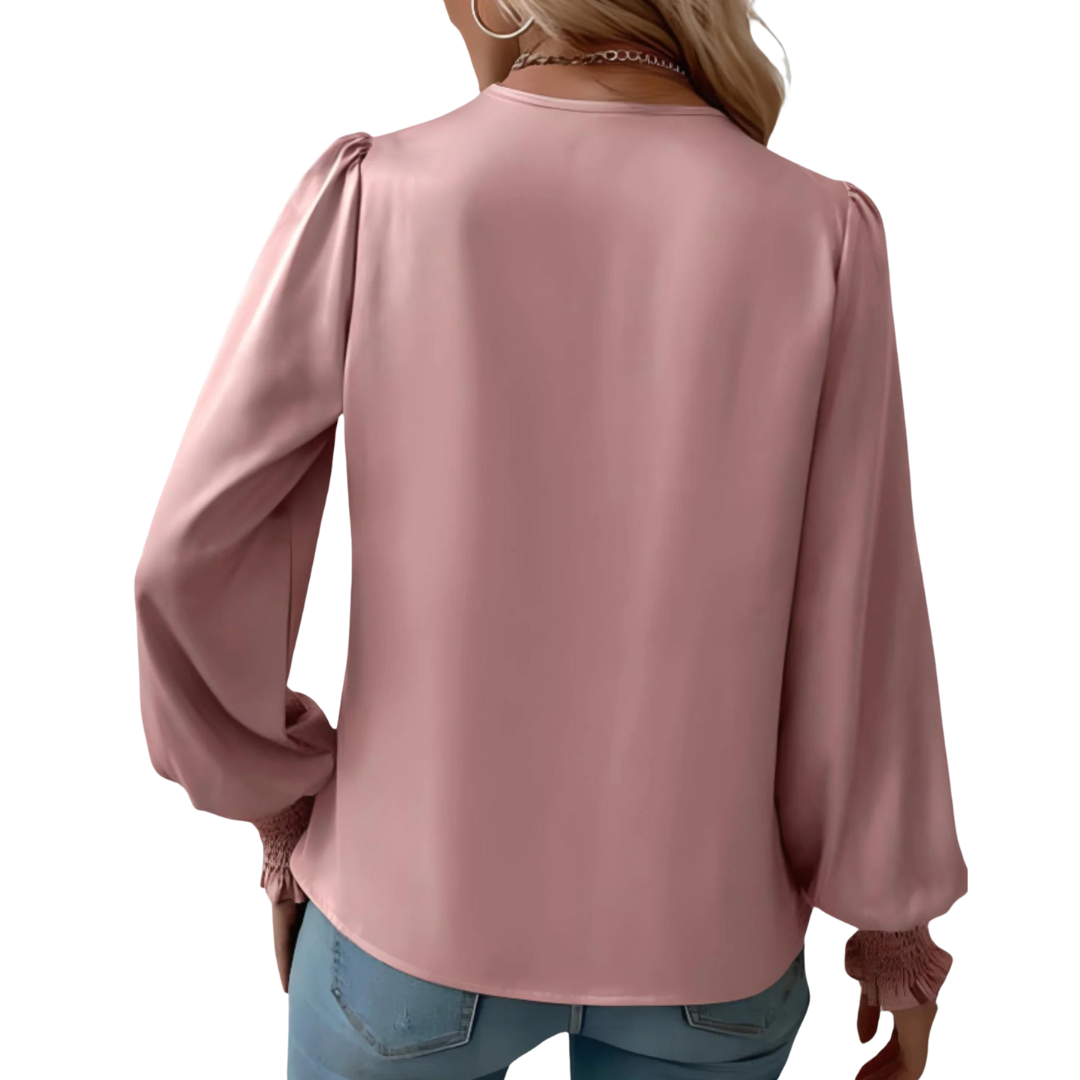 Drapierte Langarmbluse für Damen