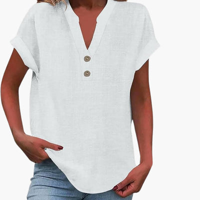 Damen Bluse mit V-Ausschnitt und kurzen Ärmeln