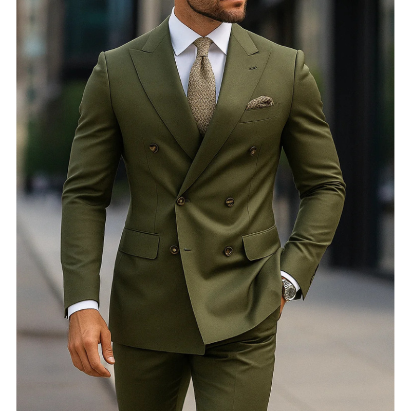 Zweireihiger Herren mit Sechs Knöpfen Hochzeitsgast Anzug | Elegant