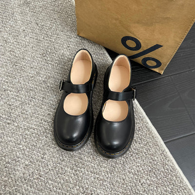 Damen Klassische Mary Jane Flats in Braun – Retro-Look mit Schnalle und Rundkappe