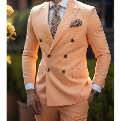 Zweireihiger Herren mit Sechs Knöpfen Hochzeitsgast Anzug | Elegant