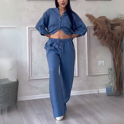 Leichtes Button-Up-Set für Damen