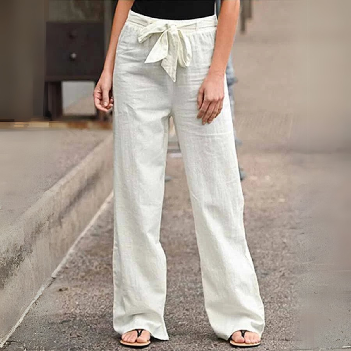 Taillenbund Gerade Hose Für Damen