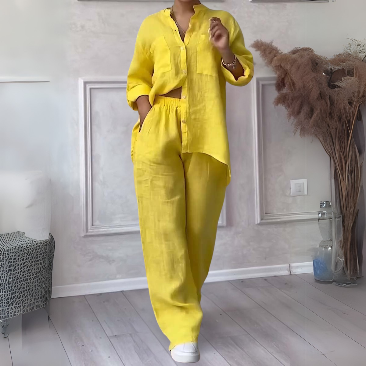 Leichtes Button-Up-Set für Damen