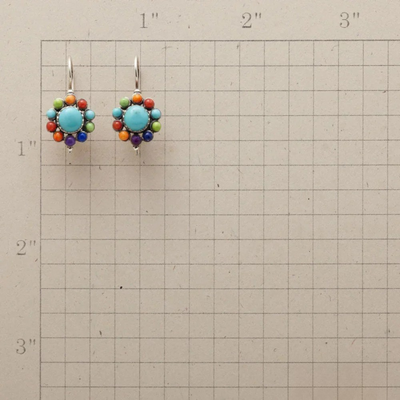 Mehrfarbige Türkise Runde Ohrringe