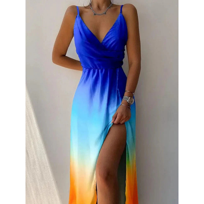 Sommerkleid Mit Wickeldesign Und Spaghettiträgern Für Damen | Maxi