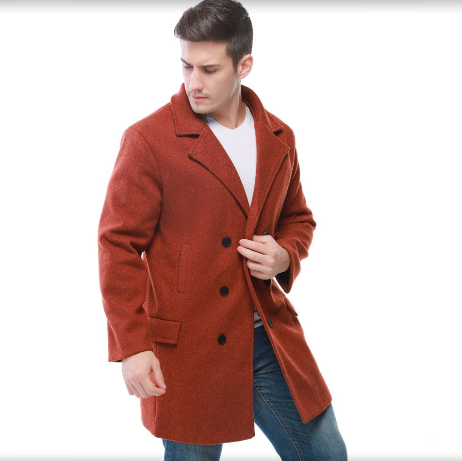 Herren stilvoller Doppelreiher-Wollmantel Aliams