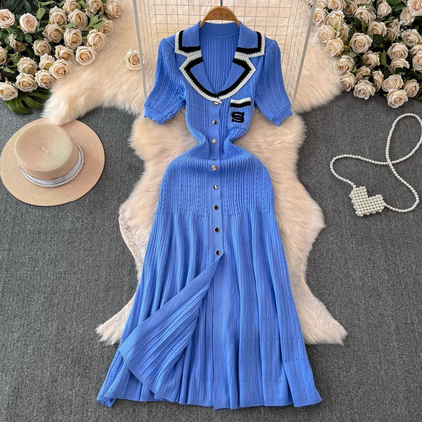 Langes strickkleid für frauen