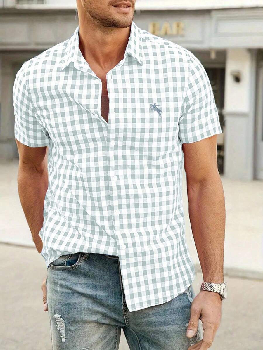 Oktoberfest Karohemd Herren – Kurzarm Trachtenhemd in Rot-Weiß