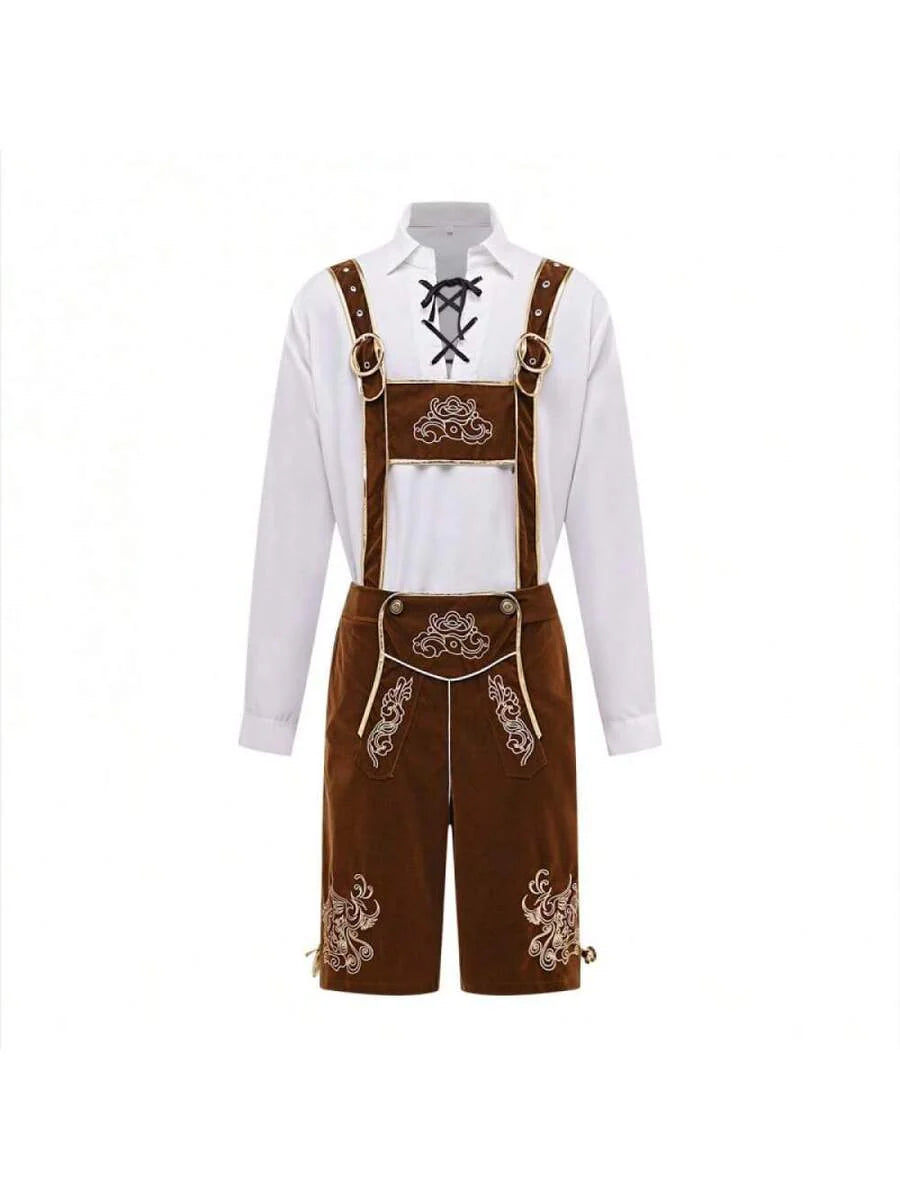 Oktoberfest Lederhosen Set für Herren – Traditionelle Trachtenhose mit Hemd