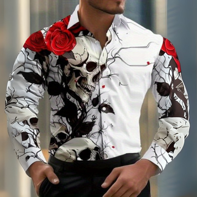 Herren Halloween-Hemd mit Print | Langarm