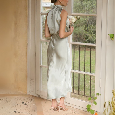 Drapiertes Neckholder-Midikleid Für Damen