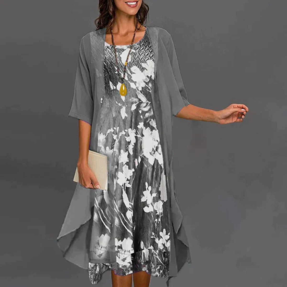 Chiffon-Kleid mit Blumenmuster Für Damen