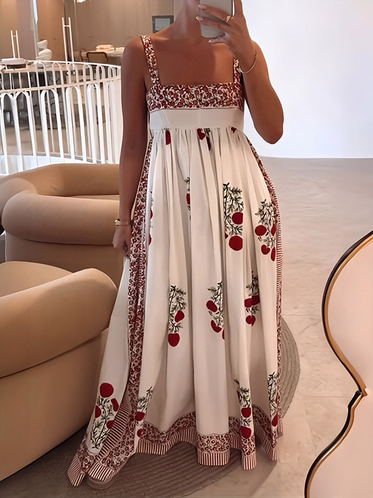 Maxikleid mit Trägern im Boho-Stil & Empire-Schnitt – Floral & Luftig