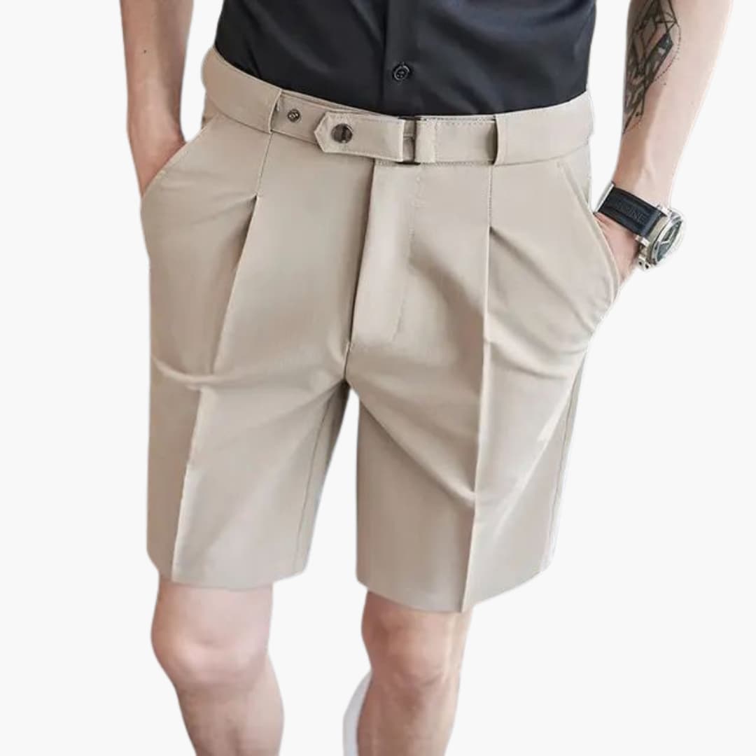 Herren Sommer Shorts mit Bundfalten und Gürtelschlaufen