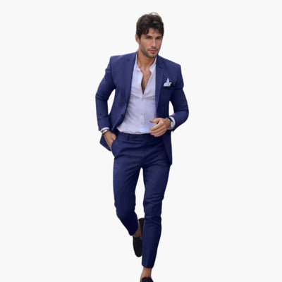 Herren Anzug Zweiteiler aus Wollmischung mit Slim Fit Schnitt