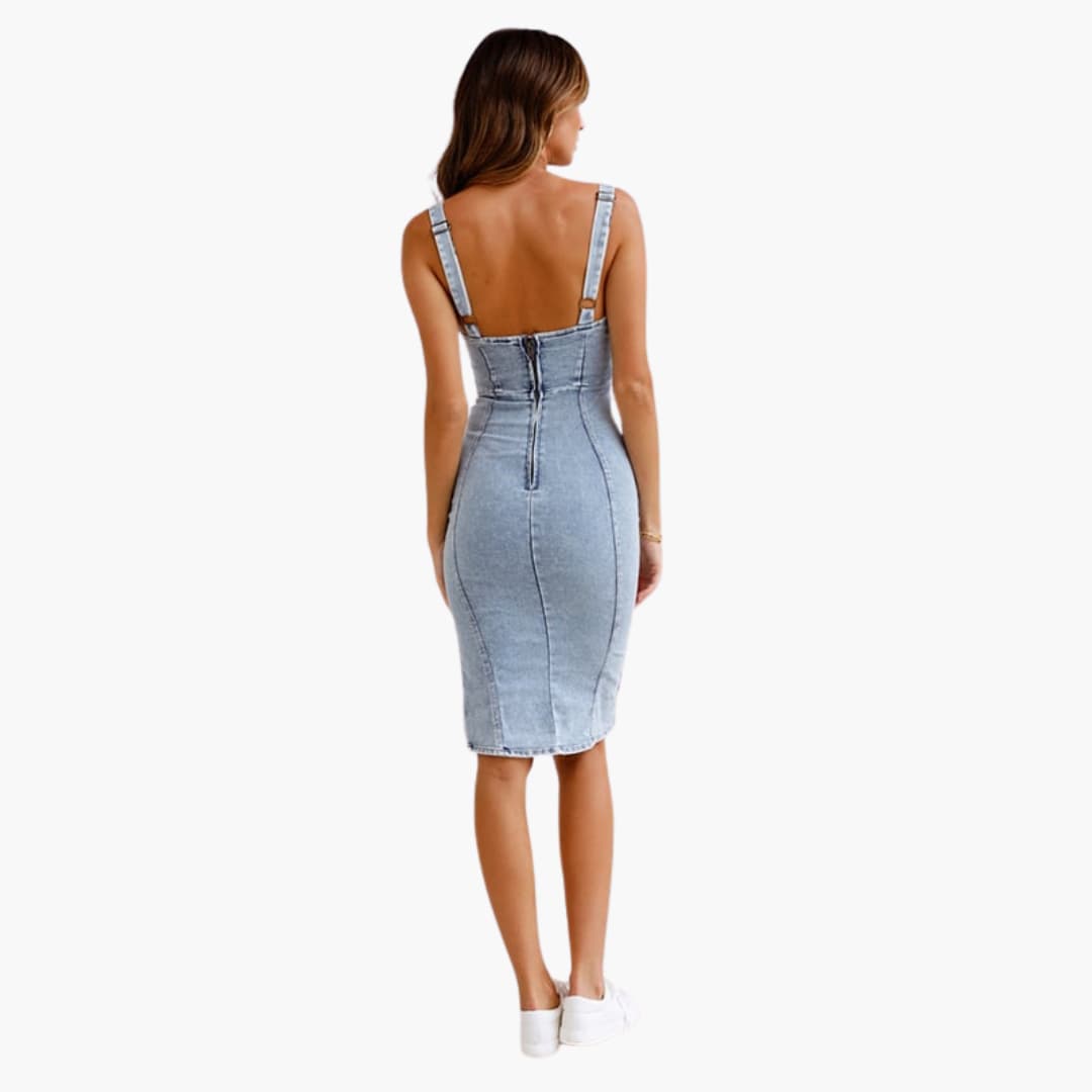 Camisole-Kleid Ärmelloses - Midikleid für Damen mit Rundhalsausschnitt