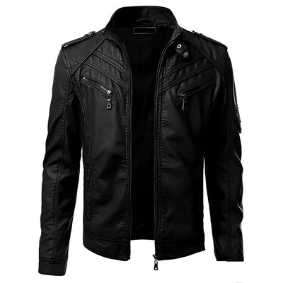 Herren Stilvolle Premium Bikerjacke | Mehrere Taschen