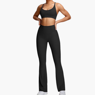 Schwarze High Wait Yogahose - Damenkomfort mit Bauchkontrolle