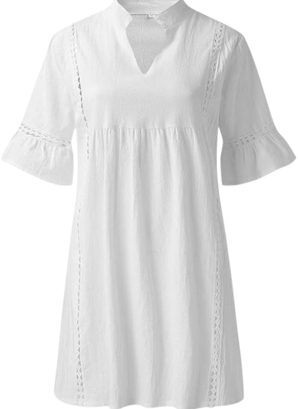 Damen Boho Style V Ausschnitt Kleid | Midi