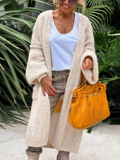 Lässiger großer Cardigan mit Herzmuster und Taschen