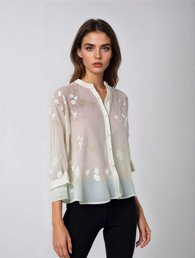 Mayfair™ | Besticktes Baumwoll Top mit eleganten Details